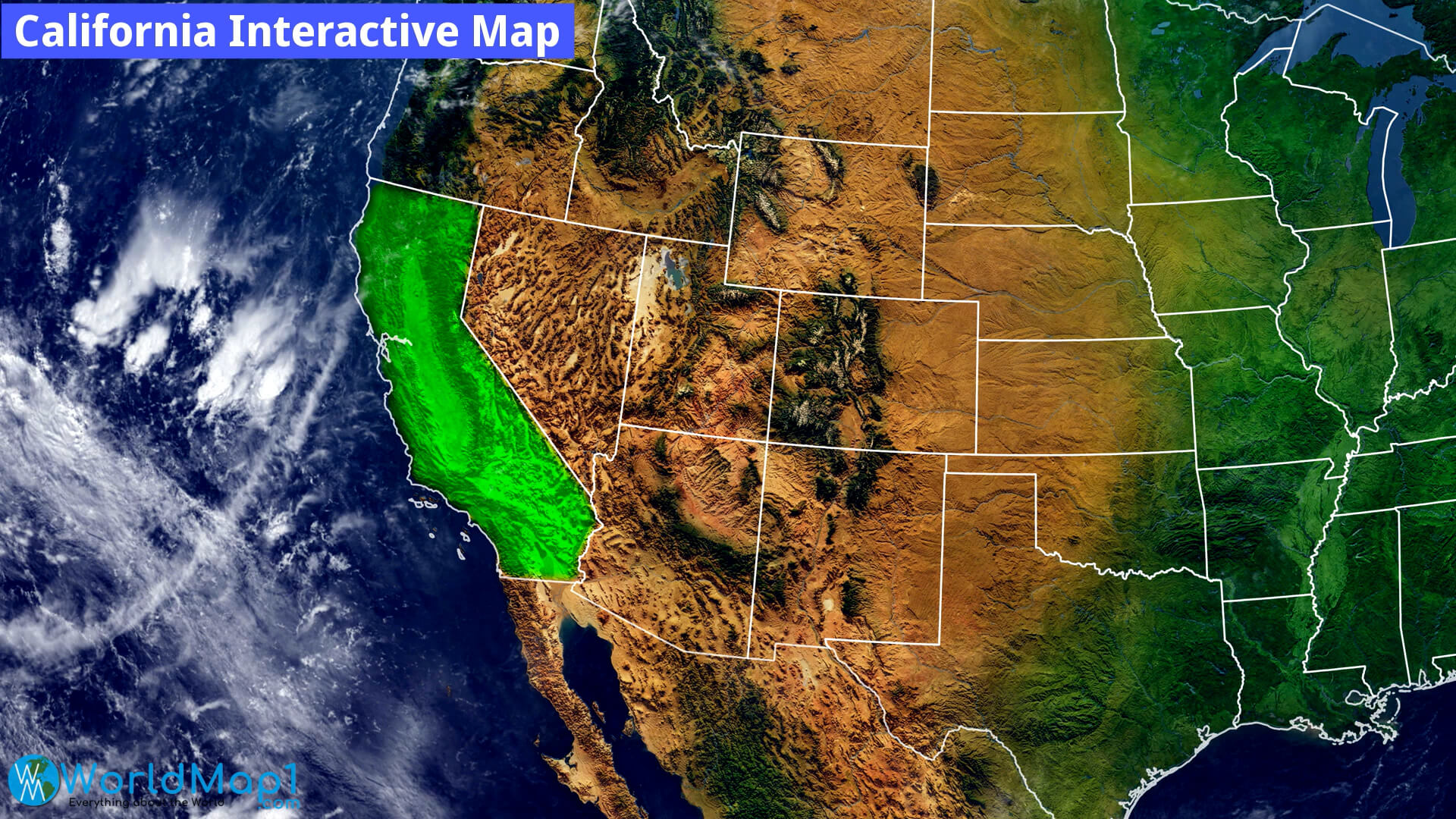 Carte satellite de la Californie